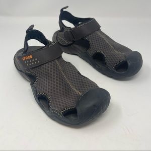 Crocs Men's Swift Water Brown Mesh Walking Outdoor Sandals Size 7